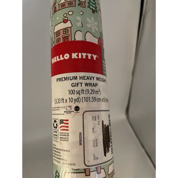 NEW HELLO KITTY Christmas Holiday GIFT Wrapping Paper 110 Sq Ft HTF! - Picture 5 of 5